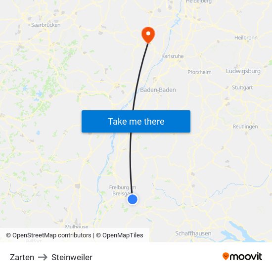 Zarten to Steinweiler map