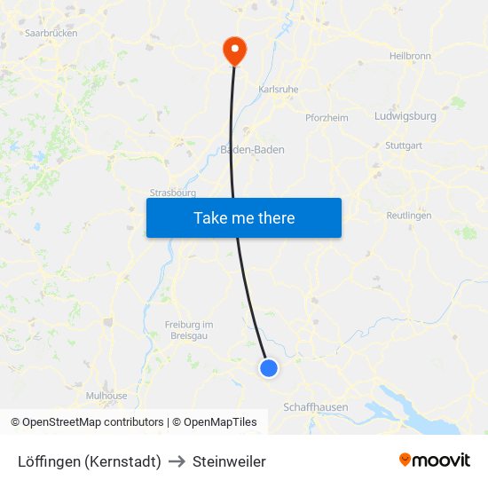 Löffingen (Kernstadt) to Steinweiler map