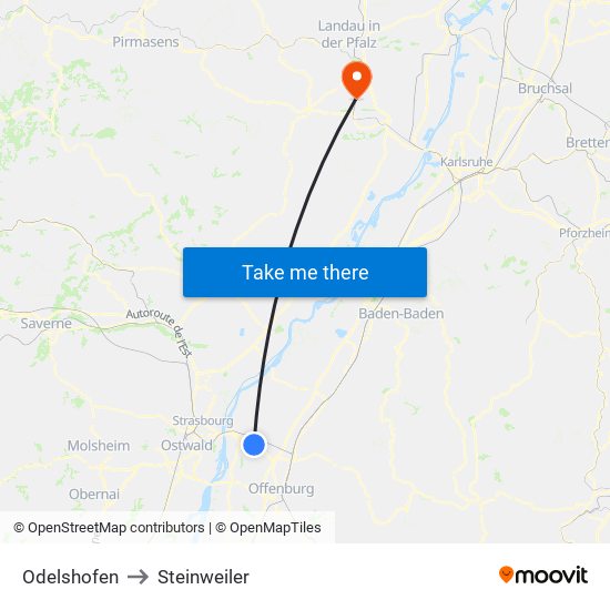 Odelshofen to Steinweiler map