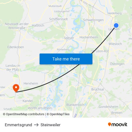 Emmertsgrund to Steinweiler map
