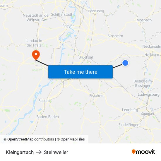 Kleingartach to Steinweiler map