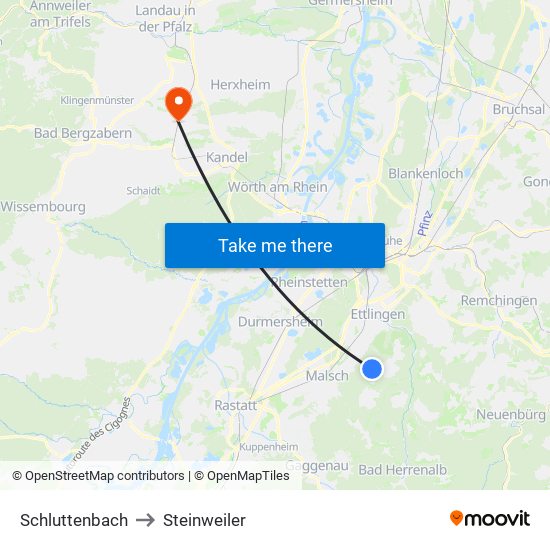 Schluttenbach to Steinweiler map