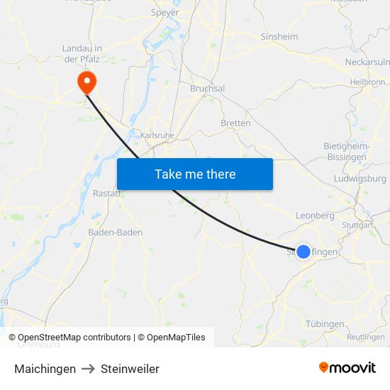 Maichingen to Steinweiler map