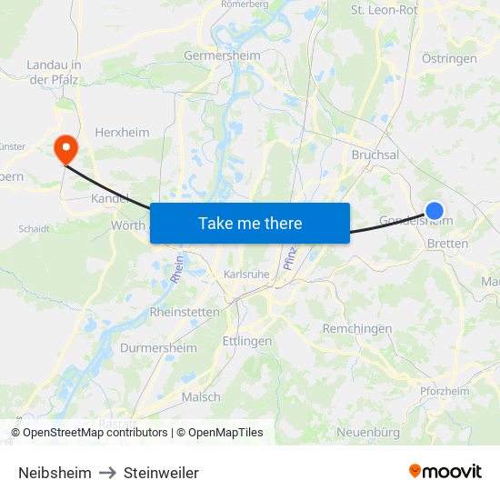 Neibsheim to Steinweiler map