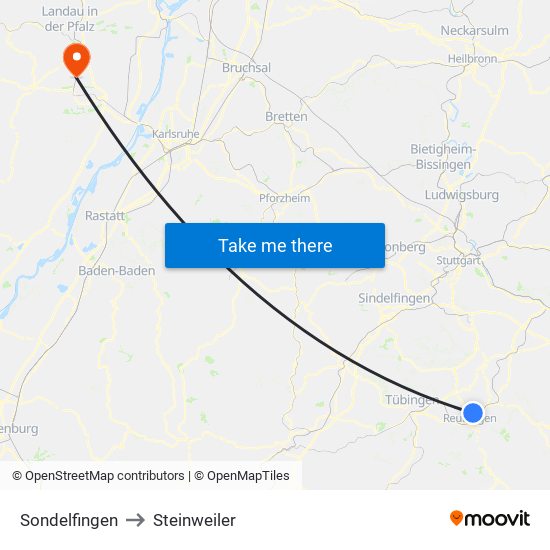 Sondelfingen to Steinweiler map