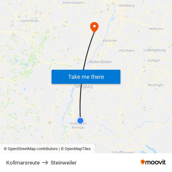Kollmarsreute to Steinweiler map