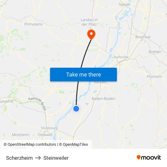 Scherzheim to Steinweiler map