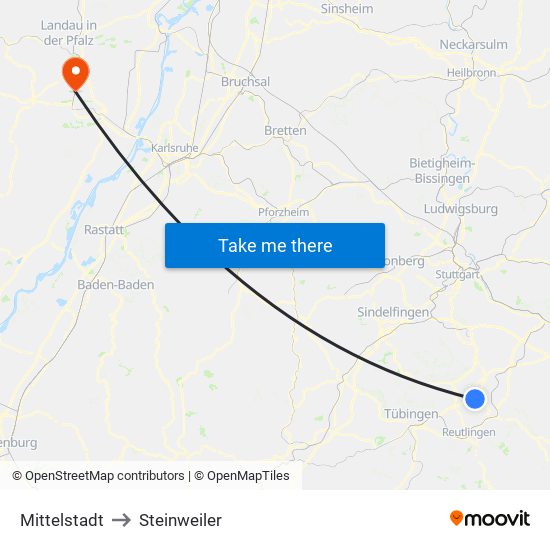 Mittelstadt to Steinweiler map