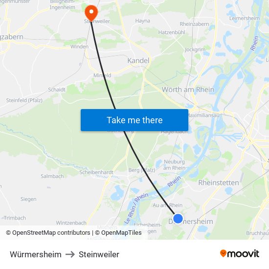 Würmersheim to Steinweiler map
