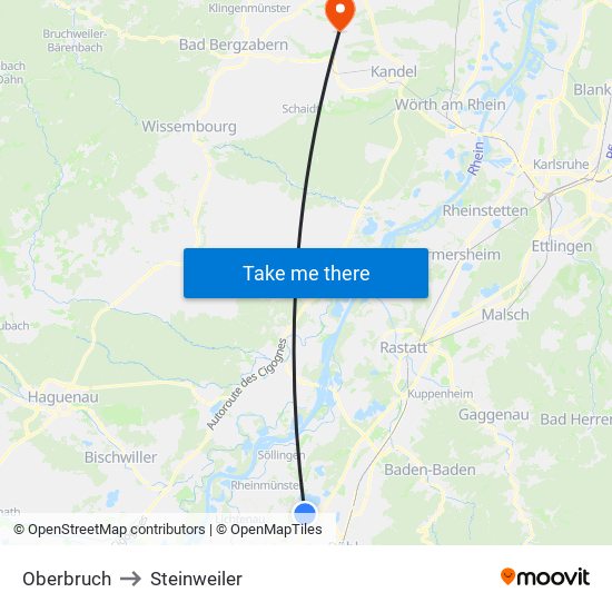 Oberbruch to Steinweiler map