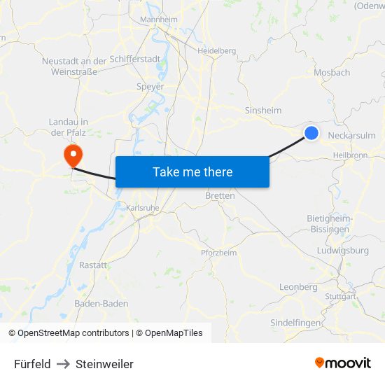 Fürfeld to Steinweiler map