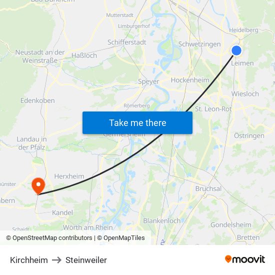 Kirchheim to Steinweiler map