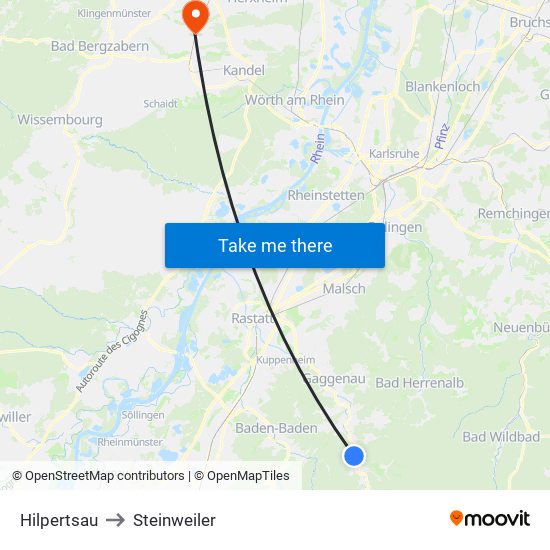 Hilpertsau to Steinweiler map