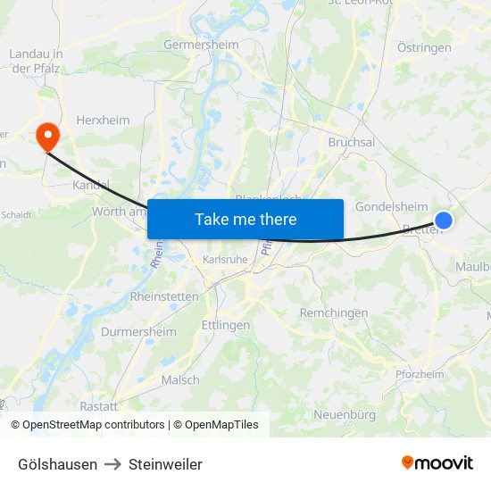 Gölshausen to Steinweiler map