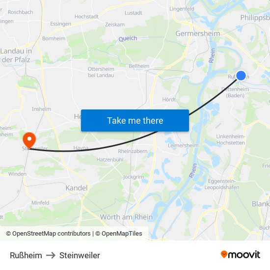 Rußheim to Steinweiler map