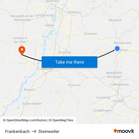Frankenbach to Steinweiler map