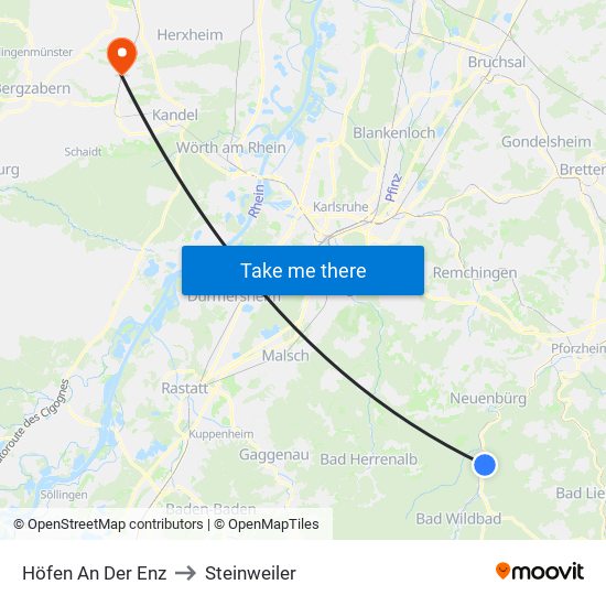 Höfen An Der Enz to Steinweiler map