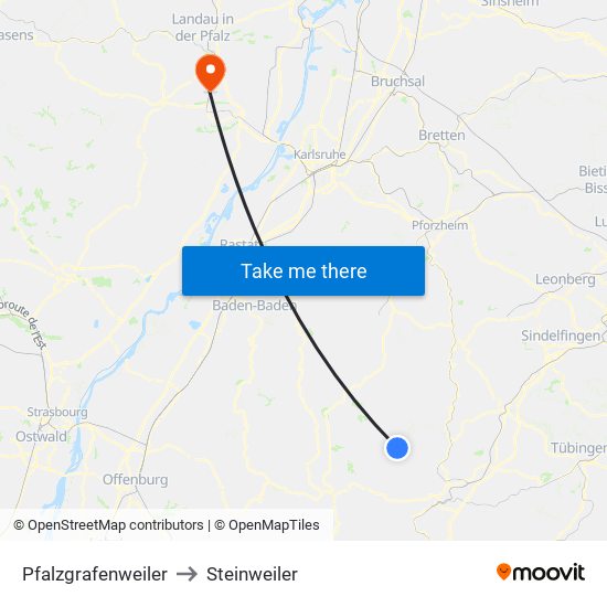 Pfalzgrafenweiler to Steinweiler map