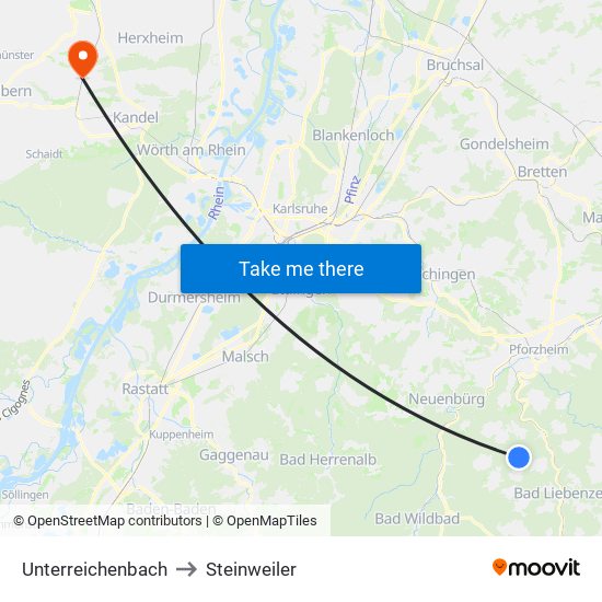 Unterreichenbach to Steinweiler map