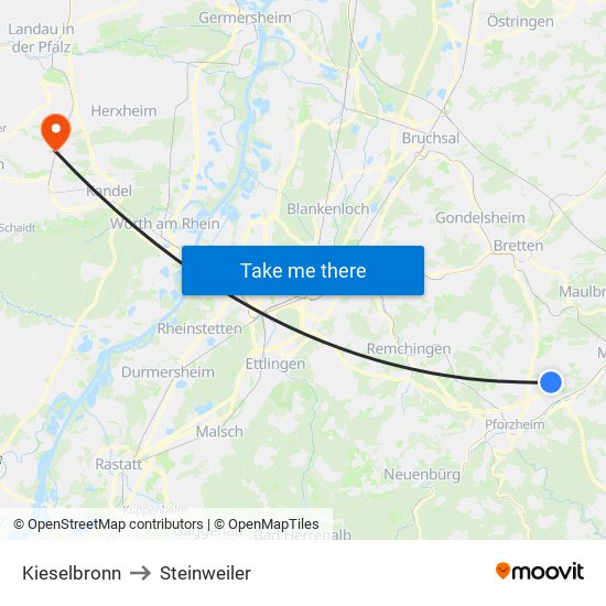 Kieselbronn to Steinweiler map
