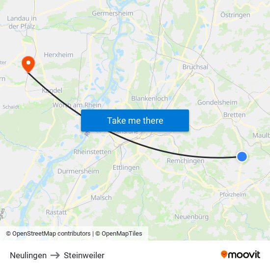 Neulingen to Steinweiler map