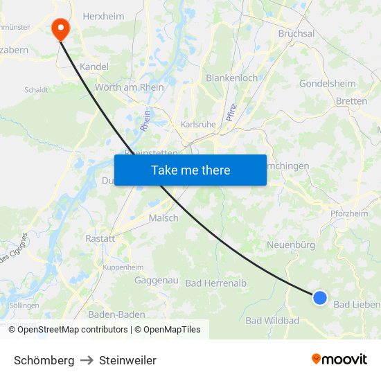 Schömberg to Steinweiler map