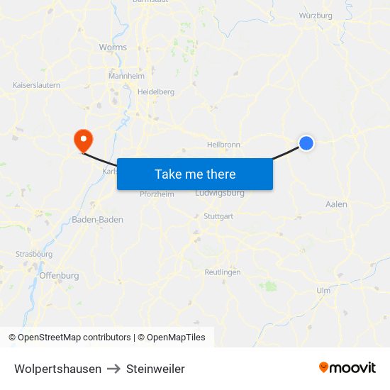 Wolpertshausen to Steinweiler map