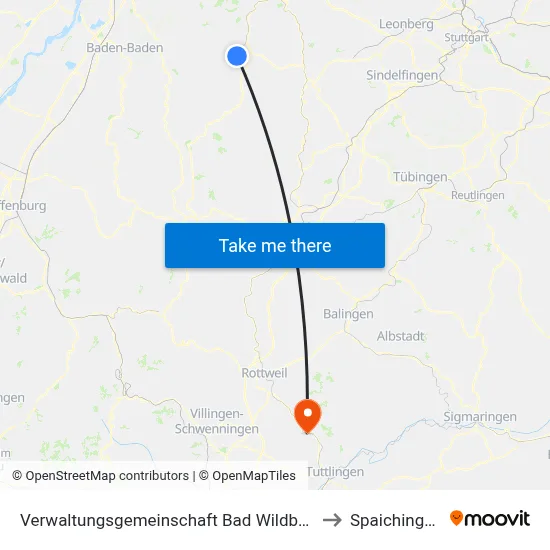 Verwaltungsgemeinschaft Bad Wildbad to Spaichingen map
