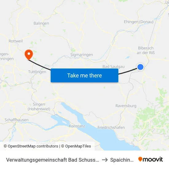Verwaltungsgemeinschaft Bad Schussenried to Spaichingen map
