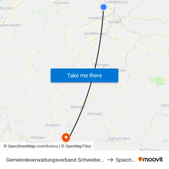 Gemeindeverwaltungsverband Schwieberdingen-Hemmingen to Spaichingen map