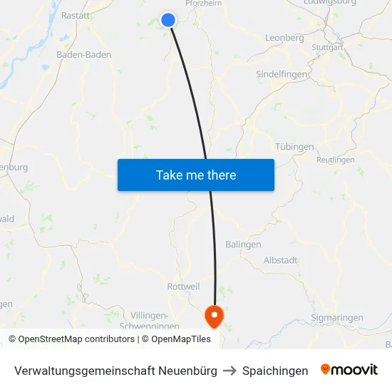 Verwaltungsgemeinschaft Neuenbürg to Spaichingen map
