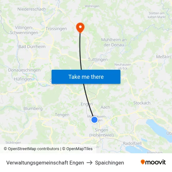 Verwaltungsgemeinschaft Engen to Spaichingen map