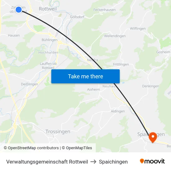 Verwaltungsgemeinschaft Rottweil to Spaichingen map