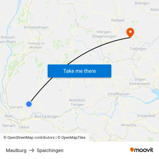 Maulburg to Spaichingen map