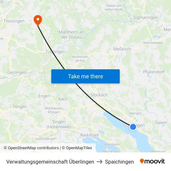 Verwaltungsgemeinschaft Überlingen to Spaichingen map