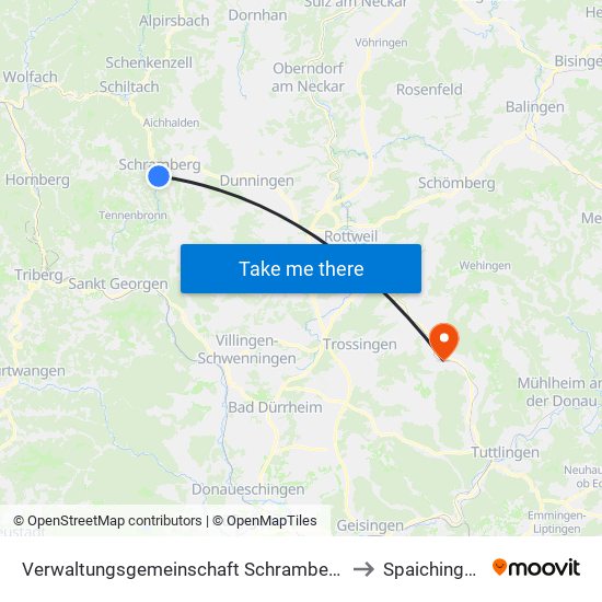 Verwaltungsgemeinschaft Schramberg to Spaichingen map