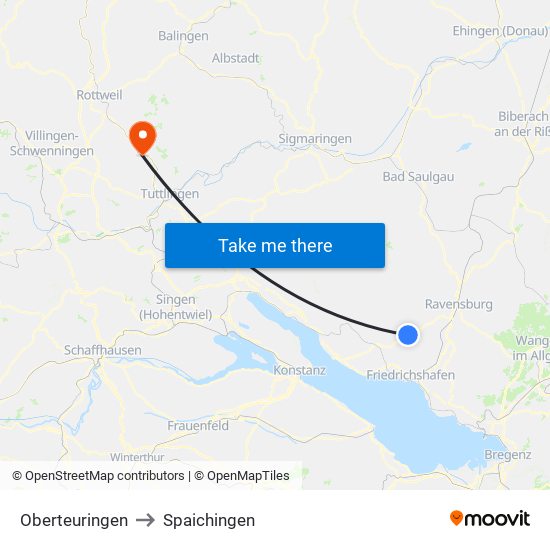 Oberteuringen to Spaichingen map