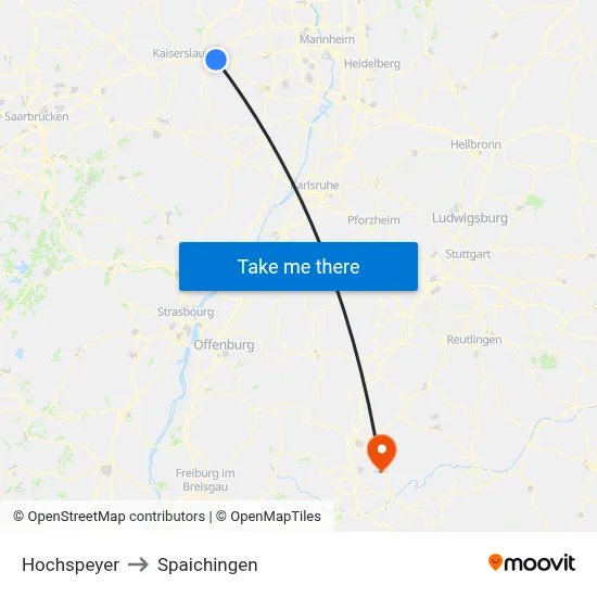Hochspeyer to Spaichingen map