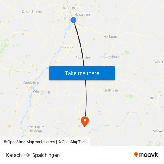 Ketsch to Spaichingen map