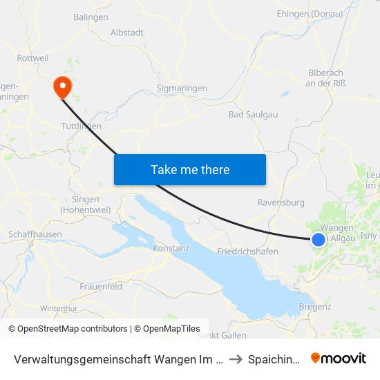 Verwaltungsgemeinschaft Wangen Im Allgäu to Spaichingen map