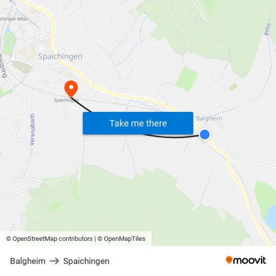 Balgheim to Spaichingen map