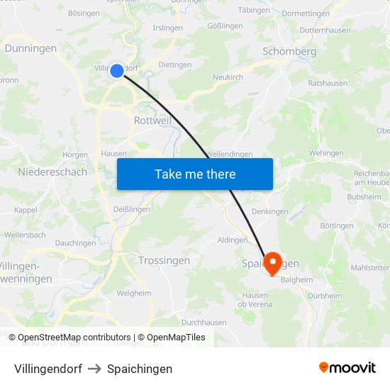 Villingendorf to Spaichingen map