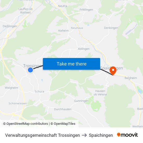 Verwaltungsgemeinschaft Trossingen to Spaichingen map