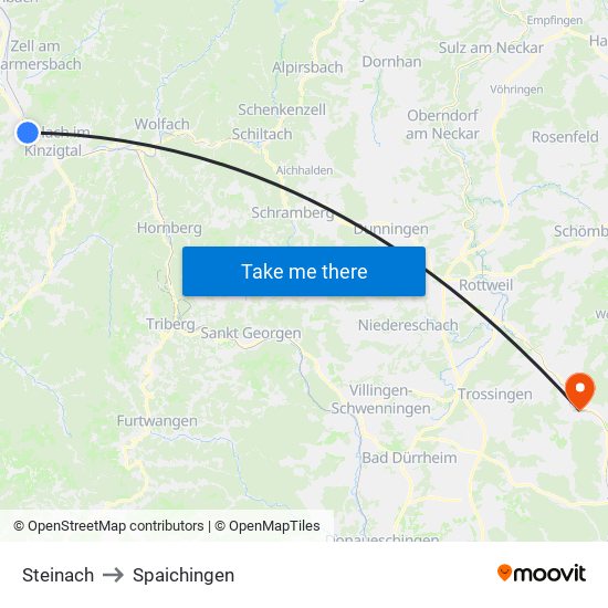 Steinach to Spaichingen map