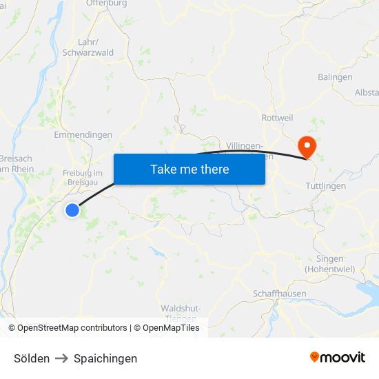 Sölden to Spaichingen map