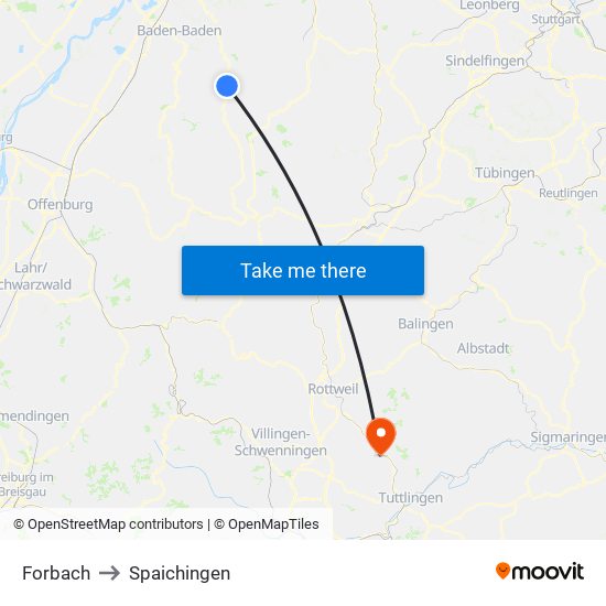 Forbach to Spaichingen map