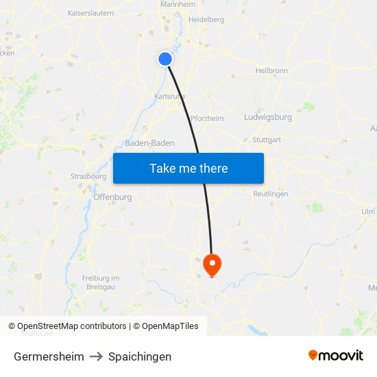 Germersheim to Spaichingen map