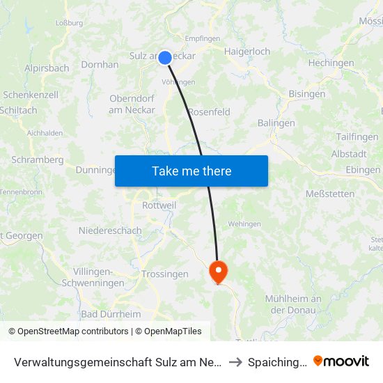Verwaltungsgemeinschaft Sulz am Neckar to Spaichingen map