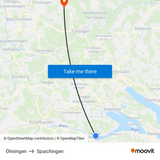 Öhningen to Spaichingen map