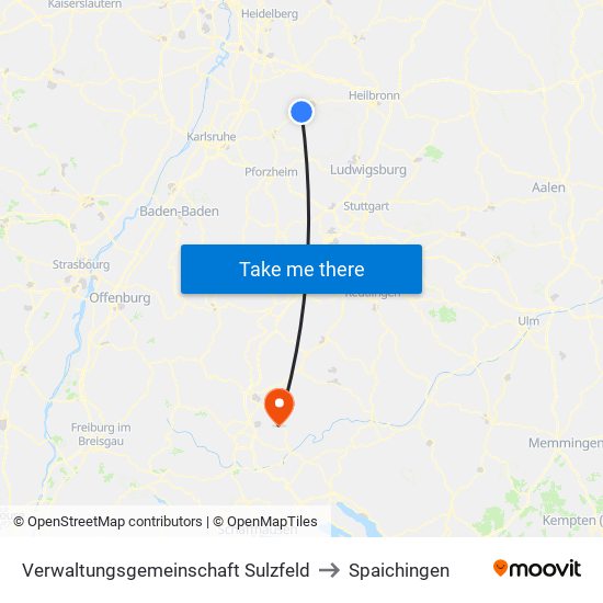 Verwaltungsgemeinschaft Sulzfeld to Spaichingen map
